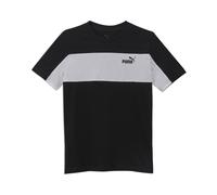 T-Shirt PUMA "ESS BLOCK SMALL LOGO TEE B", Jungen, Gr. 140, puma schwarz, Jersey, Obermaterial: 100% Baumwolle, colorblocking, regular fit normal, Rundhals, Shirts T-Shirt (72155812-140) puma schwarz