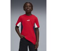 T-Shirt PUMA "ESS BLOCK TEE B", Jungen, Gr. 128, for all time rot, Jersey, Obermaterial: 100% Baumwolle, colorblocking, regular fit normal, Rundhals, Shirts T-Shirt, Regular Fit, Kurzarm, für Jugendli