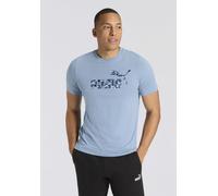 T-Shirt PUMA "ESS CAMO TEE", Herren, Gr. M, blau (cool blau), Jersey, Obermaterial: 100% Baumwolle, tarnfarben, regular fit normal, Rundhals, Shirts T-Shirt, gerade Passform, Kurzarm, für Alltag und F