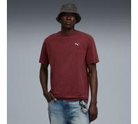 T-Shirt PUMA "ESS ELEVATED RELAXED WASH TEE", Herren, Gr. S, ruby shimmer, Jersey, Obermaterial: 100% Baumwolle, bedruckt, relaxed fit normal, Rundhals, Shirts T-Shirt, Kurzarm, für Freizeitaktivitäte