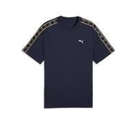 T-Shirt PUMA "ESS ELEVATED TAPE RELAXED TEE", Herren, Gr. S, puma navy, Jersey, Obermaterial: 100% Baumwolle, unifarben, relaxed fit normal, Rundhals, Shirts T-Shirt, mit Kurzarm, bedruckte oder unifa