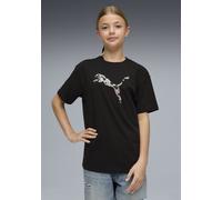 T-Shirt PUMA "ESS GRAPHIC ANIMAL RELAXED TEE G", Jungen, Gr. 140, puma schwarz, Jersey, Obermaterial: 100% Baumwolle, bedruckt, relaxed fit normal, Rundhals, Shirts T-Shirt, für Jugendliche, Kurzarm,