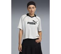 T-Shirt PUMA "ESS JERSEY", Damen, Gr. XL, puma weiß, Web, Obermaterial: 100% Polyester, unifarben, relaxed fit kurz, V-Ausschnitt, Shirts T-Shirt, lockere Passform, Kurzarm, atmungsaktiv, mit V-Aussch