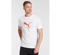 T-Shirt PUMA "ESS+ LOGO LAB CAT TEE", Herren, Gr. XL, weiß (puma weiß), Jersey, Obermaterial: 100% Baumwolle, unifarben, regular fit normal, Rundhals, Shirts T-Shirt, sportlicher Stil, Kurzarmdesign,