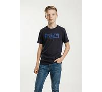 T-Shirt PUMA "ESS LOGO LAB STORY 2 TEE B", Jungen, Gr. 140, schwarz (new navy), Jersey, Obermaterial: 100% Baumwolle, unifarben, regular fit normal, Rundhals, Shirts T-Shirt, Regular Fit, Kurzarm, Run