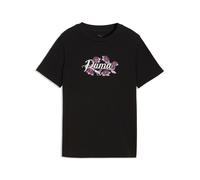 T-Shirt PUMA "ESS NATURE 20 GRAPHIC TEE G", Mädchen, Gr. 164, schwarz (puma schwarz), Jersey, Obermaterial: 100% Baumwolle, geblümt, regular fit normal, Rundhals, Shirts T-Shirt, Regular Fit, Kurzarm,