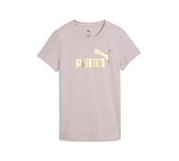T-Shirt PUMA "ESS NO 1 LOGO METALLIC TEE", Damen, Gr. XL, rosa (misty pink, metallic silber), Jersey, Obermaterial: 100% Baumwolle, unifarben, regular fit normal, Rundhals, Shirts T-Shirt, Kurzarm, mi