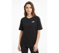 T-Shirt PUMA "ESS TAPE RELAXED TEE", Damen, Gr. XL, schwarz (puma schwarz), Jersey, Obermaterial: 100% Baumwolle, bedruckt, relaxed fit normal, Rundhals, Shirts T-Shirt, mit Rundhalsausschnitt, mit ku