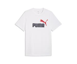 T-Shirt PUMA "Essentials 2 Colour No. 1 Logo T-Shirt Herren", Herren, Gr. M, weiß rot, Obermaterial: 100% Baumwolle. Rippe: 80% Baumwolle, 20% Polyester, clean, regular fit, Rundhals, Shirts T-Shirt (