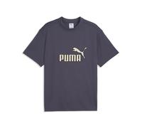 T-Shirt PUMA "Essentials Elevated No.1 Relaxed T-Shirt Herren", Herren, Gr. S, grau (inky depths gray), Obermaterial: 100% Baumwolle. Rippe: 4% Elasthan, 96% Baumwolle, relaxed fit, Rundhals, Shirts T