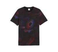 T-Shirt PUMA "Essentials Printed Graphic T-Shirt Herren", Herren, Gr. S, schwarz, Obermaterial: 100% Baumwolle. Rippe: 30% Polyester, 70% Baumwolle, mehrfarbig, regular fit, Rundhals, Shirts T-Shirt (