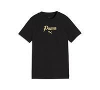 T-Shirt PUMA "Essentials Script Glitter T-Shirt Mädchen", Kinder, Gr. 176, schwarz, Obermaterial: 100% Baumwolle. Rippe: 80% Baumwolle, 20% Polyester, regular fit, Rundhals, Shirts T-Shirt (64103956-1