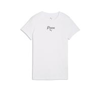 T-Shirt PUMA "Essentials Script T-Shirt Damen", Damen, Gr. S, weiß, Obermaterial: 100% Baumwolle. Rippe: 20% Polyester, 80% Baumwolle, bedruckt, regular fit, Rundhals, Shirts T-Shirt (68825506-S) weiß