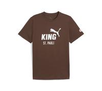 T-Shirt PUMA "FC St. Pauli KING Logo T-Shirt Herren", Herren, Gr. S, espresso braun weiß, Obermaterial: 100% Baumwolle. Rippe: 3% Elasthan, 97% Baumwolle, clean, regular fit, Rundhals, Shirts T-Shirt