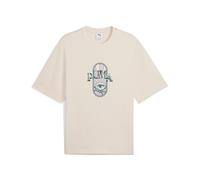 T-Shirt PUMA "Graphic PUMA Fest Boxy T-Shirt Herren", Damen, Gr. M, weiß (alpine snow weiß), Obermaterial: 100% Baumwolle; Rippe: 80% Baumwolle, 20% Polyester, bedruckt, Rundhals, Shirts T-Shirt (8727