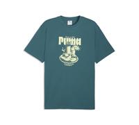 T-Shirt PUMA "Graphic Relaxed Breakfast T-Shirt Herren", Jungen, Gr. S, emerald ice grün, Obermaterial: 100% Baumwolle. Rippe: 80% Baumwolle, 20% Polyester, bedruckt, relaxed fit, Rundhals, Shirts T-S