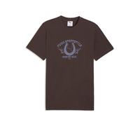 T-Shirt PUMA "Graphic Retro Washed T-Shirt Herren", Jungen, Gr. M, braun (chocolate braun), Obermaterial: 100% Baumwolle. Rippe: 96% Baumwolle, 4% Elasthan, bedruckt, regular fit, Rundhals, Shirts T-S