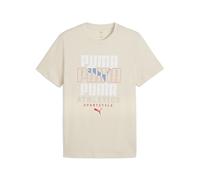 T-Shirt PUMA "Graphic Stacked Graphic T-Shirt Herren", Herren, Gr. M, weiß (alpine snow weiß), Obermaterial: 100% Baumwolle. Rippe: 80% Baumwolle, 20% Polyester, bedruckt, regular fit, Rundhals, Shirt