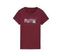 T-Shirt PUMA "GRAPHIC STACKED TEE", Damen, Gr. S, ruby shimmer, Jersey, Obermaterial: 100% Baumwolle, bedruckt, regular fit normal, Rundhals, Shirts T-Shirt (99549466-S) ruby shimmer