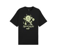 T-Shirt PUMA "Graphic Sun T-Shirt Herren", Jungen, Gr. M, schwarz, Obermaterial: 100% Baumwolle. Rippe: 20% Polyester, 80% Baumwolle, bedruckt, relaxed fit, Rundhals, Shirts T-Shirt (17345002-M) schwa