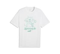 T-Shirt PUMA "Graphic Sun T-Shirt Herren", Jungen, Gr. M, weiß, Obermaterial: 100% Baumwolle. Rippe: 20% Polyester, 80% Baumwolle, bedruckt, relaxed fit, Rundhals, Shirts T-Shirt (51042121-M) weiß