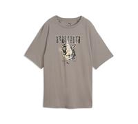 T-Shirt PUMA "GRAPHICS ANIMAL RELAXED GRAPHIC TEE", Damen, Gr. XL, beige (mouse gray), Jersey, Obermaterial: 100% Baumwolle, unifarben, relaxed fit normal, Rundhals, Shirts T-Shirt, mit sportlichem St