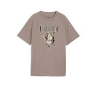 T-Shirt PUMA "GRAPHICS ANIMAL RELAXED TEE G", Mädchen, Gr. 140, braun (mouse gray), Jersey, Obermaterial: 100% Baumwolle, bedruckt, relaxed fit normal, Rundhals, Shirts T-Shirt, Kurzarm, sportlicher S