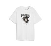 T-Shirt PUMA "GRAPHICS ANIMAL RELAXED TEE G", Mädchen, Gr. 164, weiß (puma weiß), Jersey, Obermaterial: 100% Baumwolle, bedruckt, relaxed fit normal, Rundhals, Shirts T-Shirt, Kurzarm, sportlicher Sti