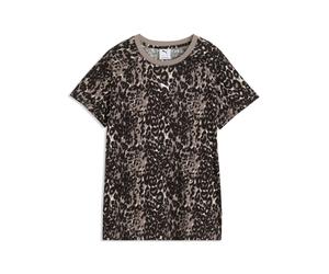 T-Shirt PUMA "GRAPHICS ANIMAL STANDARD AOP TEE", Damen, Gr. S, braun (mouse gray), Jersey, Obermaterial: 100% Baumwolle, gemustert, normal, Rundhals, Shirts T-Shirt, für Erwachsene, mit sportlichem St