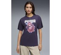 T-Shirt PUMA "GRAPHICS RELAXED FLOWER TEE", Damen, Gr. S, lila (deep plum), Jersey, Obermaterial: 100% Baumwolle, bedruckt, relaxed fit normal, Rundhals, Shirts T-Shirt, lockere Passform, Kurzarm, Run