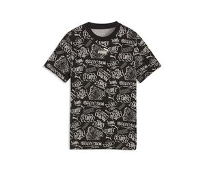 T-Shirt PUMA "MID 90s Bedrucktes T-Shirt Jungen", Jungen, Gr. 128, schwarz, Obermaterial: 100% Baumwolle. Rippe: 71% Baumwolle, 29% Polyester, mehrfarbig, regular fit, Rundhals, Shirts T-Shirt (155030