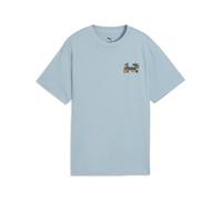 T-Shirt PUMA "MID 90s Relaxed Graphic T-Shirt Mädchen", Kinder, Gr. 164, blau (seafoam blau), Obermaterial: 100% Baumwolle. Rippe: 20% Polyester, 80% Baumwolle, relaxed fit, Rundhals, Shirts T-Shirt (