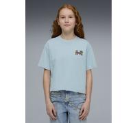 T-Shirt PUMA "MID90S RELAXED GRAPHIC TEE G", Mädchen, Gr. 128, seafoam, Jersey, Obermaterial: 100% Baumwolle, bedruckt, relaxed fit normal, Rundhals, Shirts T-Shirt, für Jugendliche, Kurzarm, sportlic