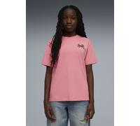 T-Shirt PUMA "MID90S RELAXED GRAPHIC TEE G", Mädchen, Gr. 164, pink (wild pink), Jersey, Obermaterial: 100% Baumwolle, bedruckt, relaxed fit normal, Rundhals, Shirts T-Shirt, für Jugendliche, Kurzarm,