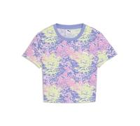 T-Shirt PUMA "Printed T-Shirt Mädchen", Jungen, Gr. 176, intense lavender lila, Obermaterial: 95% Baumwolle, 5% Elasthan. Rippe: 20% Polyester, 80% Baumwolle, bedruckt, slim fit, Rundhals, Shirts T-Sh