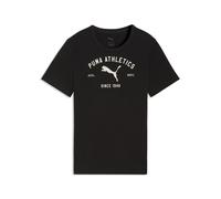 T-Shirt PUMA "PUMA Class Graphic T-Shirt Mädchen", Kinder, Gr. 140, schwarz, Obermaterial: 100% Baumwolle. Rippe: 20% Polyester, 80% Baumwolle, regular fit, Rundhals, Shirts T-Shirt (28278213-140) sch