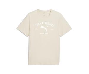 T-Shirt PUMA "PUMA Class T-Shirt mit Grafik Herren", Jungen, Gr. S, alpine snow weiß, Obermaterial: 100% Baumwolle. Rippe: 80% Baumwolle, 20% Polyester, clean, regular fit, Rundhals, Shirts T-Shirt (8