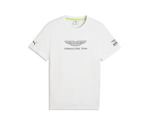 T-Shirt PUMA "PUMA x ASTON MARTIN ARAMCO F1 TEAM Essentials T-Shirt Herren", Damen, Gr. L, weiß, Obermaterial: 100% Baumwolle. Rippe: 30% Polyester, 70% Baumwolle, clean, regular fit, Rundhals, Shirts