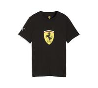 T-Shirt PUMA "Scuderia Ferrari Coloured Shield T-Shirt Jugendliche", Jungen, Gr. 116, schwarz, Obermaterial: 100% Baumwolle; Rippe: 25% Polyester, 75% Baumwolle, clean, regular fit, Rundhals, Shirts T