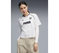 T-Shirt PUMA "SPORT RELAXED JERSEY", Damen, Gr. XS, puma weiß, Piqué, Obermaterial: 100% Polyester, unifarben, relaxed fit normal, Rundhals, Shirts T-Shirt, Kurzarm, Rundhalsausschnitt, DryCELL-Techno