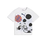 T-Shirt PUMA "Sporty Cats Relaxed Graphic T-Shirt Kinder", Mädchen, Gr. 116, weiß, Obermaterial: 100% Baumwolle. Rippe: 80% Baumwolle, 20% Polyester, bedruckt, relaxed fit, Rundhals, Shirts T-Shirt (8