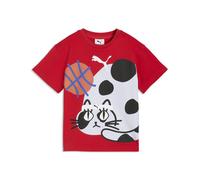 T-Shirt PUMA "Sporty Cats Relaxed Graphic T-Shirt Kinder", Mädchen, Gr. 122, for all time rot, Obermaterial: 100% Baumwolle. Rippe: 80% Baumwolle, 20% Polyester, bedruckt, relaxed fit, Rundhals, Shirt
