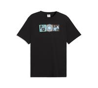 T-Shirt PUMA "Sunset Drive Graphic T-Shirt Herren", Jungen, Gr. XL, schwarz, Obermaterial: 100% Baumwolle. Rippe: 80% Baumwolle, 20% Polyester, bedruckt, regular fit, Rundhals, Shirts T-Shirt (2603982