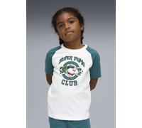 T-Shirt PUMA "SUPER GRAPHIC TEE PS", Mädchen, Gr. 110, puma weiß, Jersey, Obermaterial: 100% Baumwolle, bedruckt, regular fit normal, Rundhals, Shirts T-Shirt, Regular Fit, Kurzarm, Rundhalsausschnitt