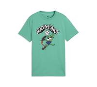 T-Shirt PUMA "Super PUMA Graphic T-Shirt Jungen", Jungen, Gr. 164, vibrant grün, Obermaterial: 100% Baumwolle. Rippe: 80% Baumwolle, 20% Polyester, regular fit, Rundhals, Shirts T-Shirt (12298662-164)