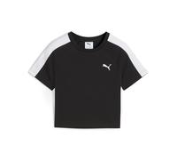 T-Shirt PUMA "T7 T-Shirt Mädchen", Mädchen, Gr. 164, schwarz, Obermaterial: 5% Elasthan, 95% Baumwolle. Rippe: 80% Baumwolle, 20% Polyester, clean, slim fit, Rundhals, Shirts T-Shirt (41300666-164) sc