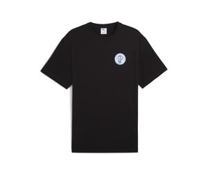 T-Shirt PUMA "Wardrobe Essentials Sports Legacy Relaxed T-Shirt Herren", Herren, Gr. XXL, schwarz, Obermaterial: 100% Baumwolle. Rippe: 20% Polyester, 80% Baumwolle, bedruckt, relaxed fit, Rundhals, S