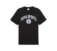 T-Shirt PUMA "Wardrobe Essentials Sports Legacy T-Shirt Herren", Damen, Gr. M, schwarz, 100% Baumwolle, bedruckt, regular fit, Rundhals, Shirts T-Shirt (85797950-M) schwarz