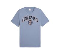 T-Shirt PUMA "Wardrobe Essentials Sports Legacy T-Shirt Herren", Herren, Gr. M, cool blau, 100% Baumwolle, bedruckt, regular fit, Rundhals, Shirts T-Shirt (68879368-M) cool blau