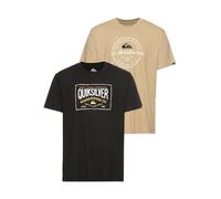 T-Shirt QUIKSILVER "CIRCLE CORNER SHORT SLEEVE TEE PACK YM", Damen, Gr. XXL, beige (beige, schwarz), Jersey, Obermaterial: 100% Baumwolle, bedruckt, unifarben, Rundhals, abgesteppt, Shirts T-Shirt (36